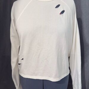 Elegant White Distressed Sweatshirt for Women